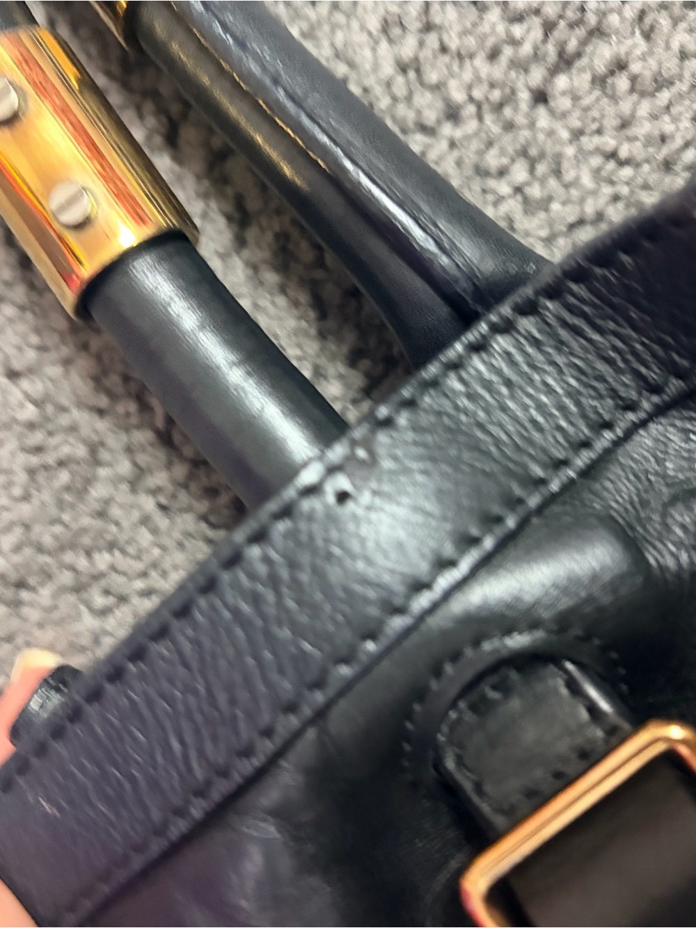 Chloé Black Leather Tote with Gold Accents - Picture 4 of 16